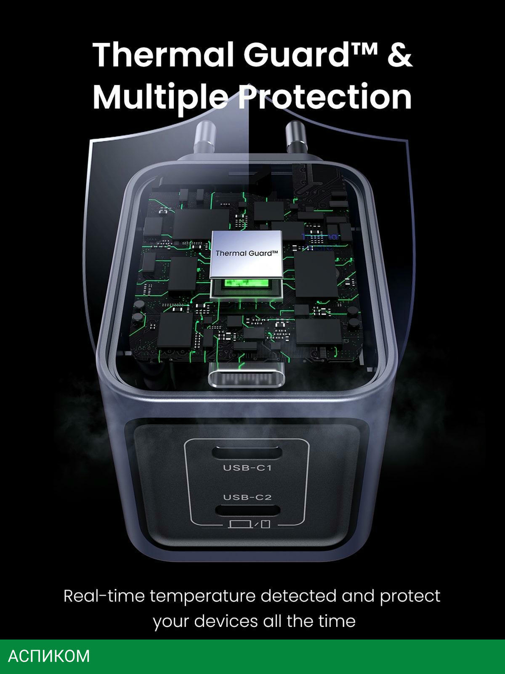 Сетевое зарядное устройство Ugreen X707 Space Gray (35008)