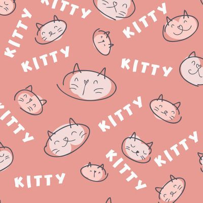 Кошки и текст KITTY на коралловом