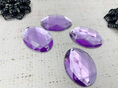 Стразы пришивные акрил, d 4х3 см, тёмная сирень