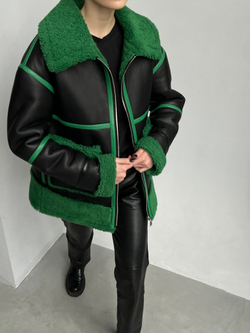 Дубленка двусторонняя зеленая