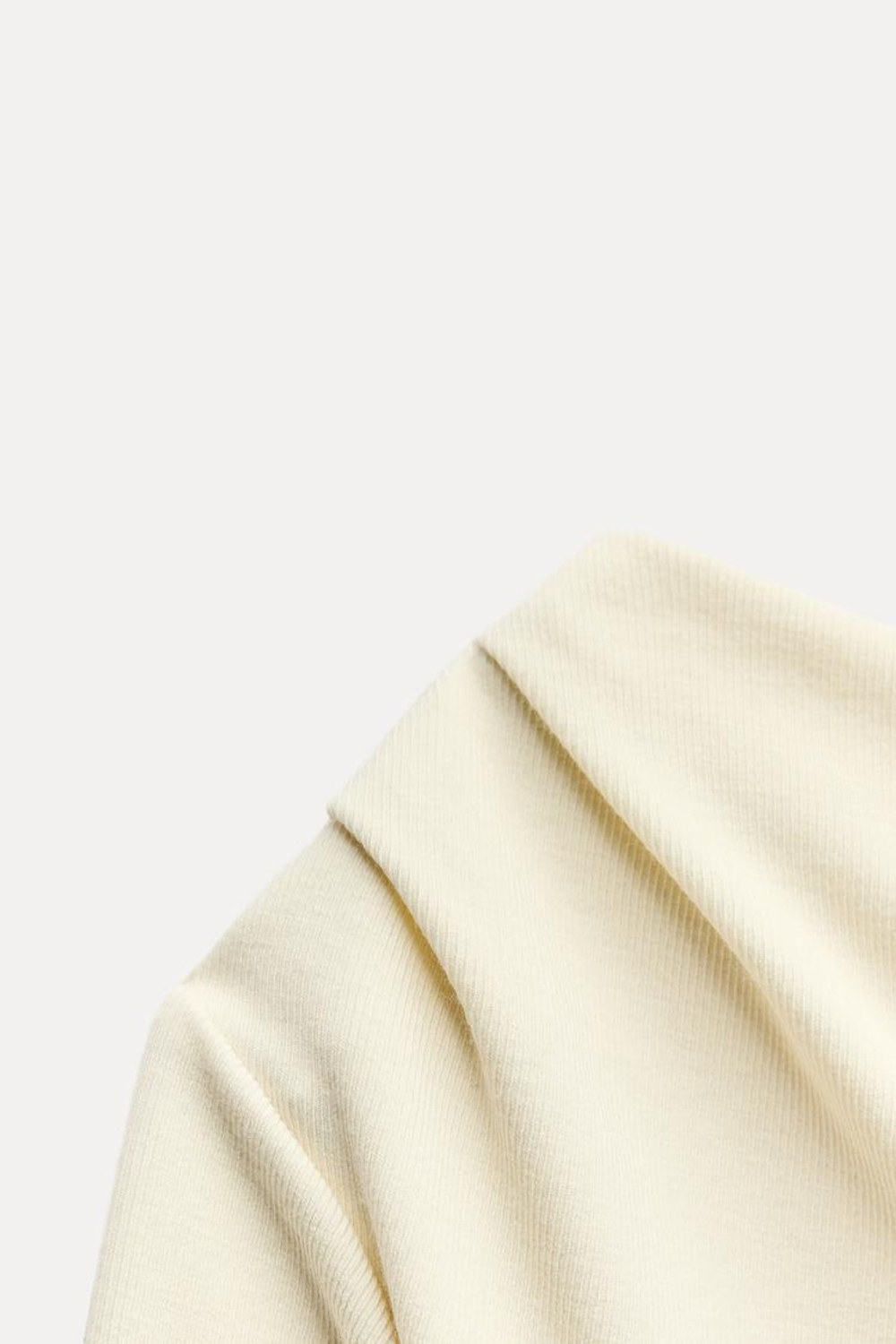 ZARA ТОП АСИММЕТРИЧНОГО КРОЯ ИЗ МЯГКОГО ИНТЕРЛОКА, ЭКРЮ