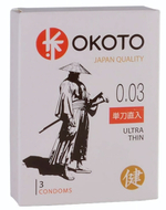 Ультратонкие презервативы OKOTO Ultra Thin - 3 шт. (Цвет: прозрачный)