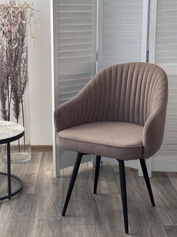 Стул ШЕЛЛ 360 град. поворот. B5 Капучино, велюр / черный каркас, М-City