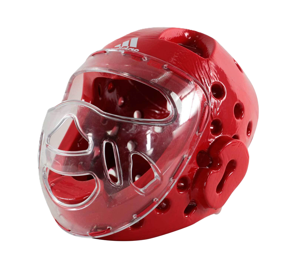 Шлем для тхэквондо Adidas с защитной маской красный