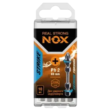 Бита impact PH 2х60мм Е6.3 10шт бокс NOX STRIKE 333260