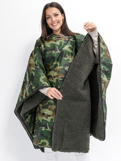 Многофункциональное одеяло-пончо-спальный мешок с непромокаемым верхом в чехле малое