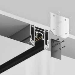 Трек для натяжного потолка 2000мм/ 2 торцевые заглушки/ 48V, черный