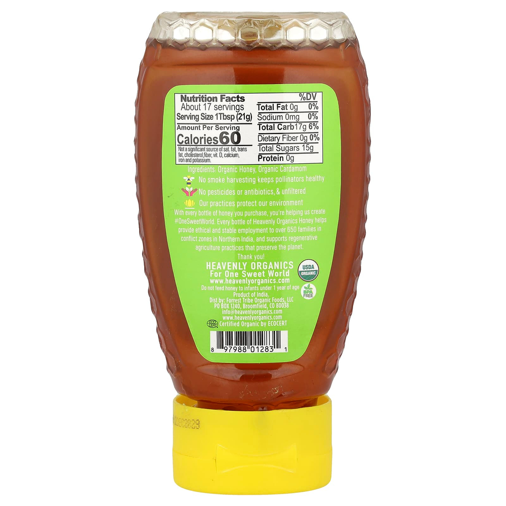 Heavenly Organics, 100% органический кардамон, мед, 340 г (12 унций)