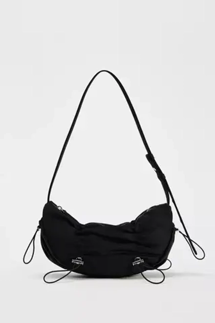 ZARA СУМКА СО СБОРКАМИ, ЧЕРНЫЙ
