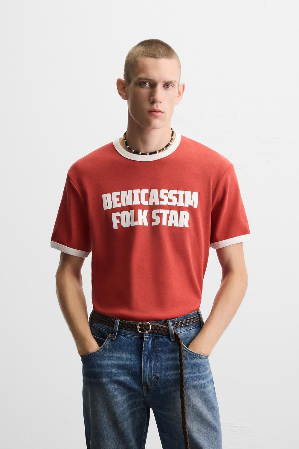 ZARA ФУТБОЛКА С ПРИНТОМ, КРАСНЫЙ