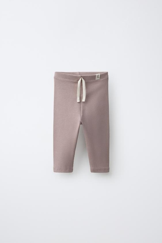 ZARA ЛЕГИНСЫ В РУБЧИК С НАШИВКОЙ, ПУДРОВО-РОЗОВЫЙ