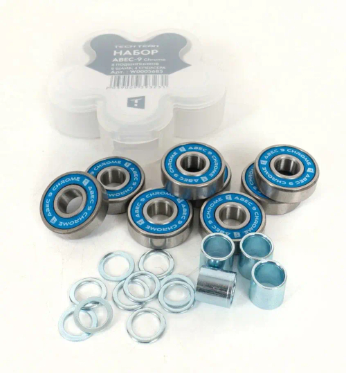 Подшипники Tech Team ABEC-9, 8 шт.+8 шайб+4 спейсера.