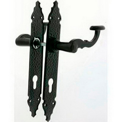 Ручка дверная AMIG 108-280х45  (100РВ85-280*45) нажимная на дл. накладке чёрная под цил(1/20) 7817