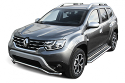 Защита переднего бампера (нержавейка) Renault Duster (2020-2023) d57 волна (черный)