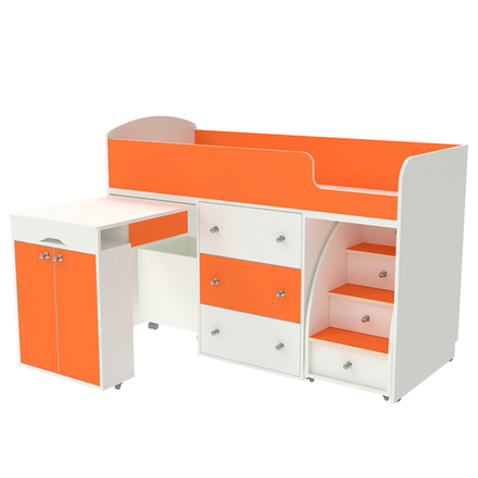 Кровать-чердак КарИВи Малыш Белый  Оранжевый