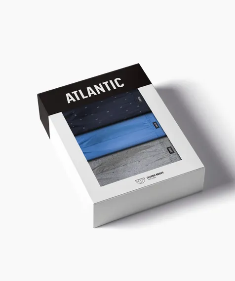 Мужские трусы (3шт) слипы спорт Atlantic 3MP-191, хлопок, серый меланж + голубой + темно-синий