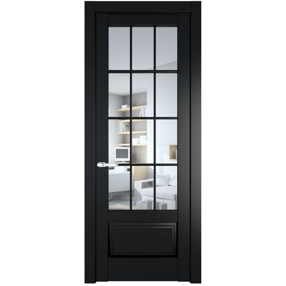 Межкомнатная дверь эмаль Profil Doors 4.2.2 (р.12) PD блэк стекло прозрачное
