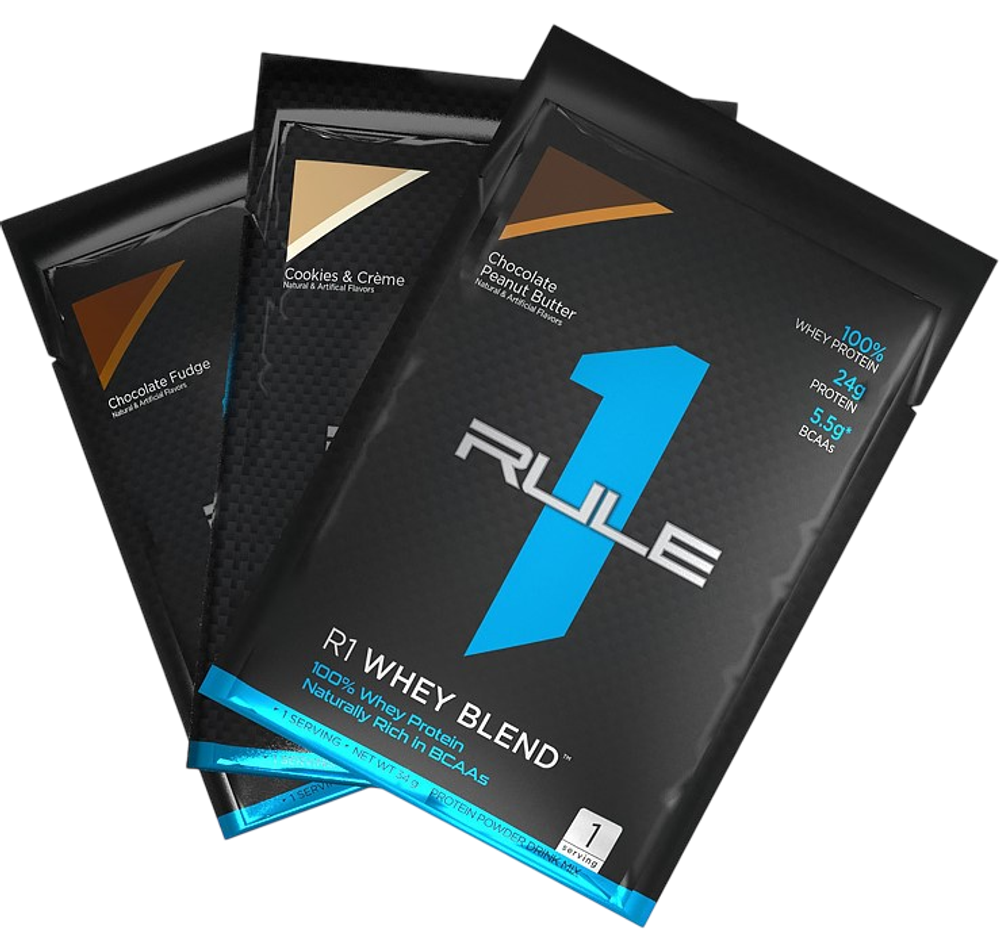 Rule1 Whey Blend 34 grams, Сывороточный протеин, Разовая порция со вкусом Печенье и крем