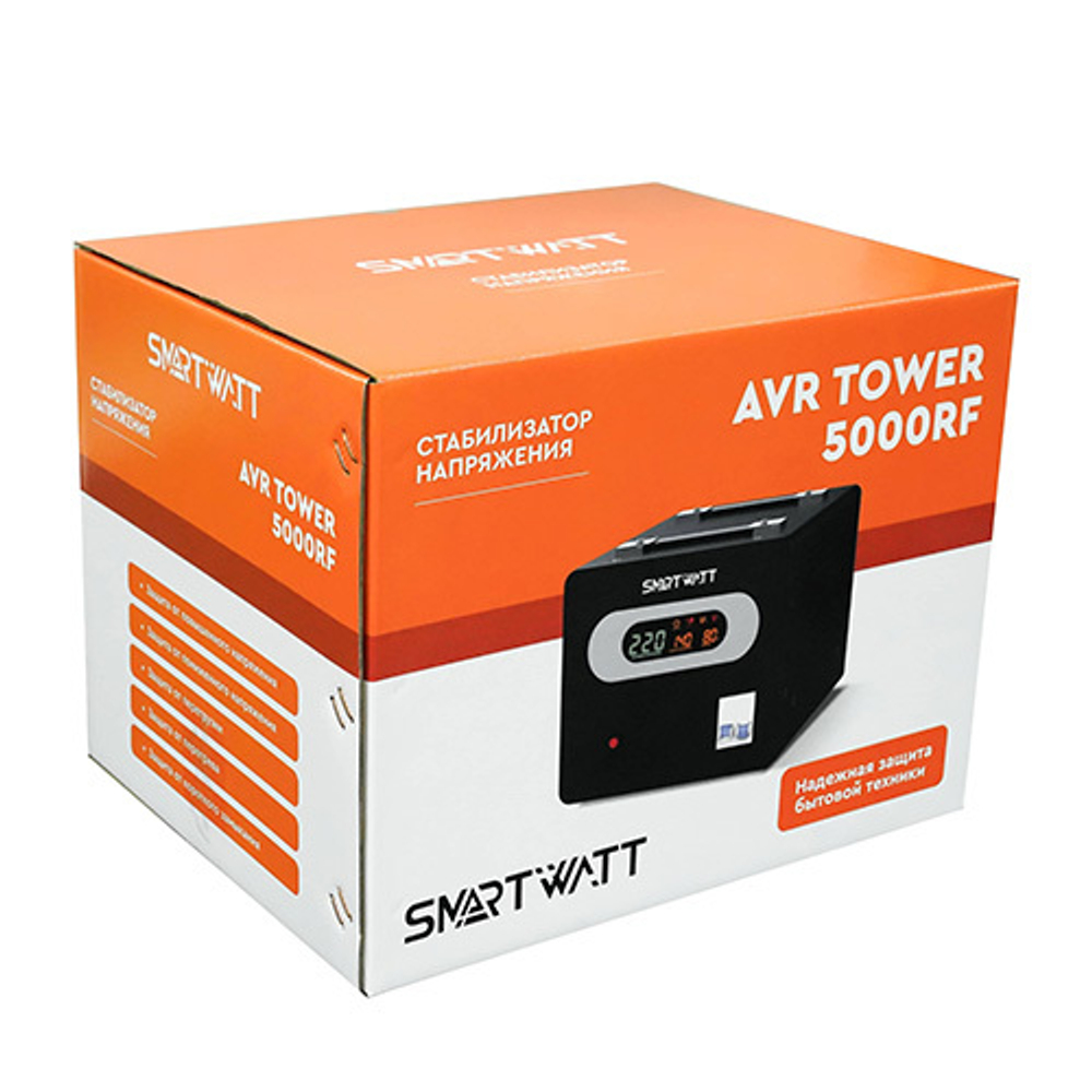 Напольный стабилизатор напряжения SMARTWATT AVR TOWER 5000RF 5000VA, 5 кВт