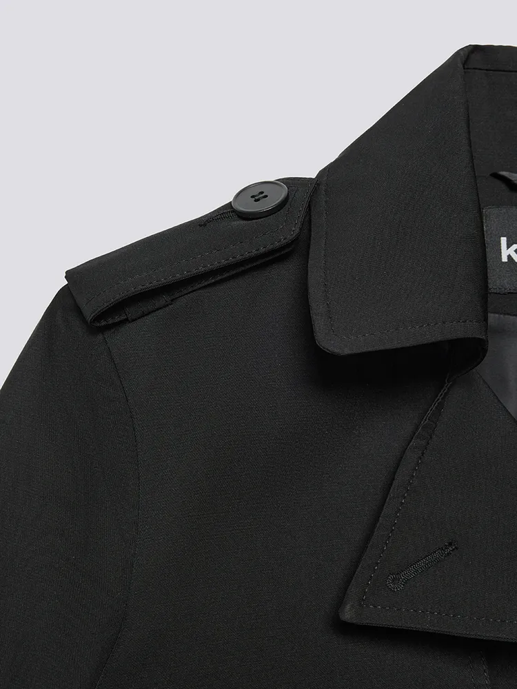 Черный тренч их хлопка с поясом