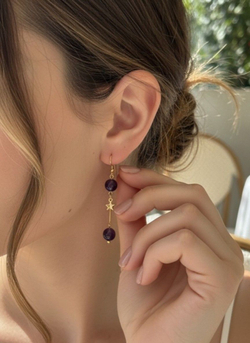 Серьги подвески с аметистом