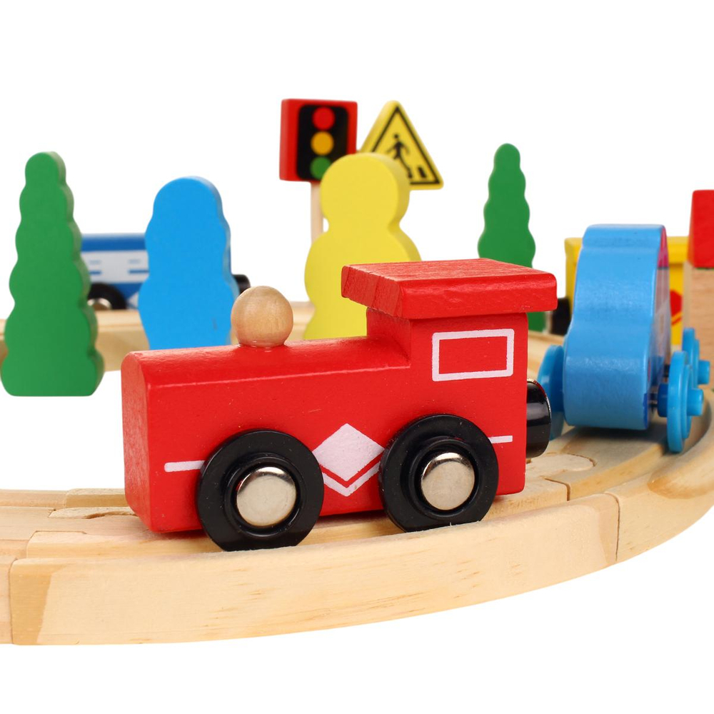 Развивающая игрушка Деревянная дорога 33 эл, коробка C-41885