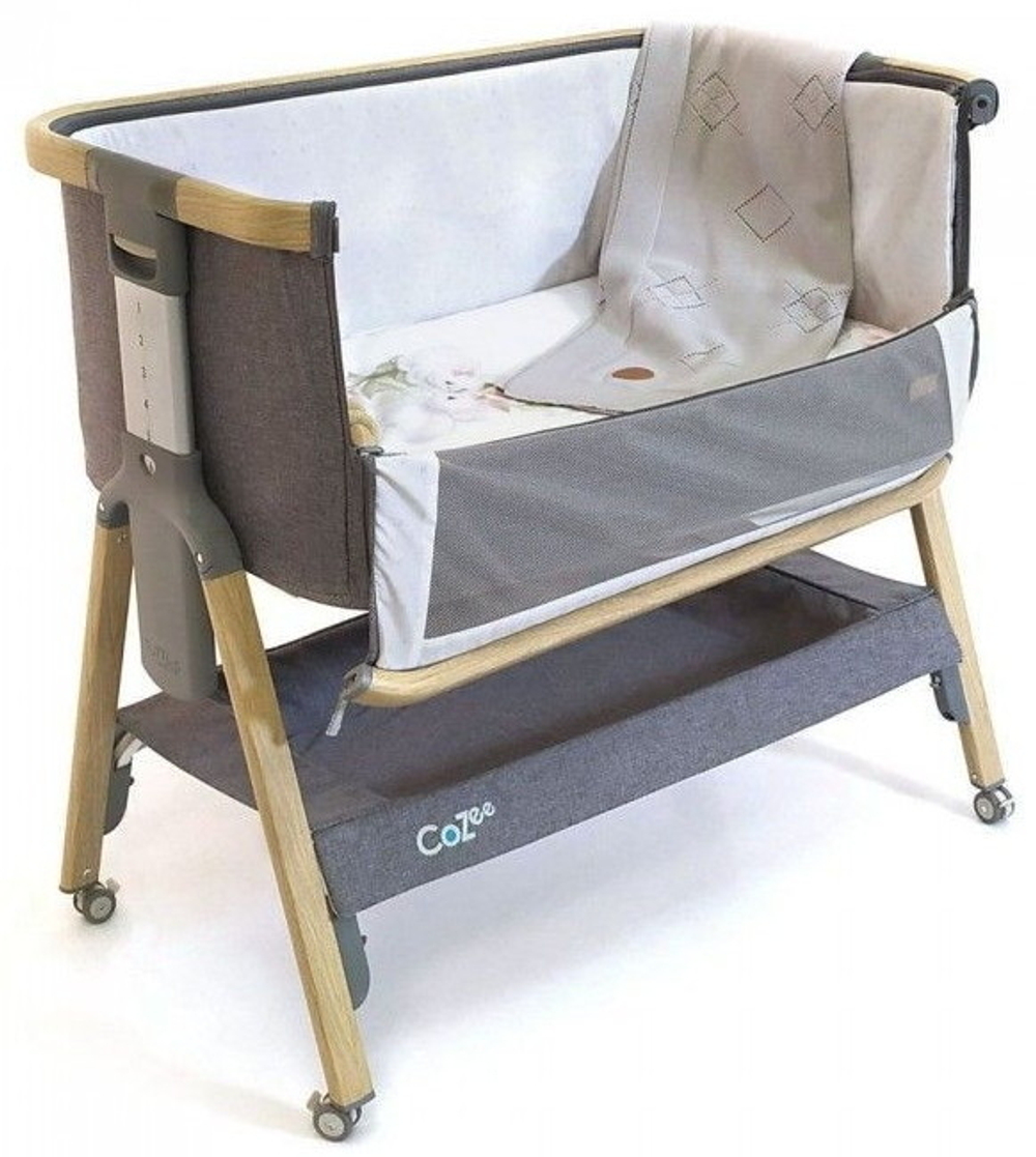 Колыбель приставная Tutti Bambini CoZee c колёсами GTD Oak/Charcoal