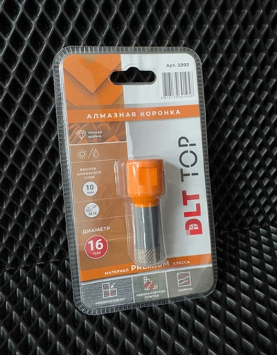 Коронка алмазная для керамогранита и камня DLT TOP, 16мм, арт.2093