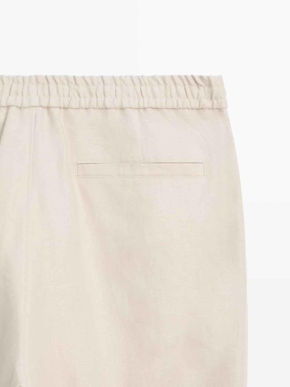 Massimo Dutti Льняные брюки с декоративной отделкой на талии, бежевый