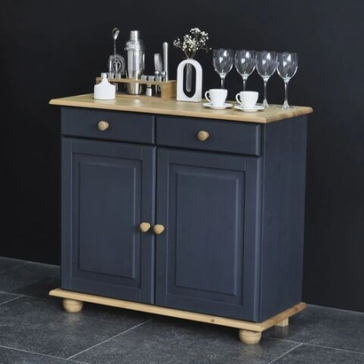 Тумба Лена двухдверная (буфет для кухни напольный), серый/антик