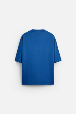 ZARA ФУТБОЛКА С ПРИНТАМИ И НАДПИСЯМИ, ЯРКО-СИНИЙ