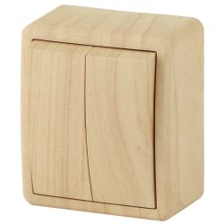 Выключатель ЭРА Эксперт 11-1204-11 двойной 10АХ-250В IP20 ОУ сосна | Эра Эксперт