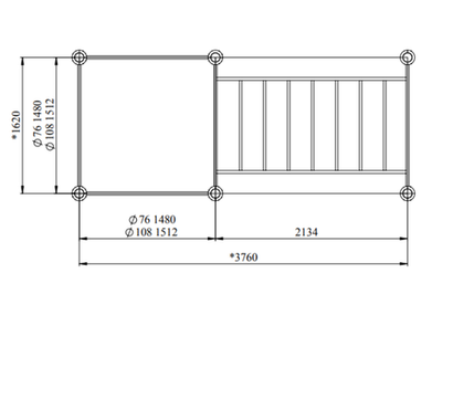 Спортивный комплекс №47, рукоход с тремя турниками, 3760*1620*2700 мм., D=89 мм.