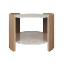 Столик Lagom Stone D 65 см высота 45 см (камень LC, натуральный дуб)