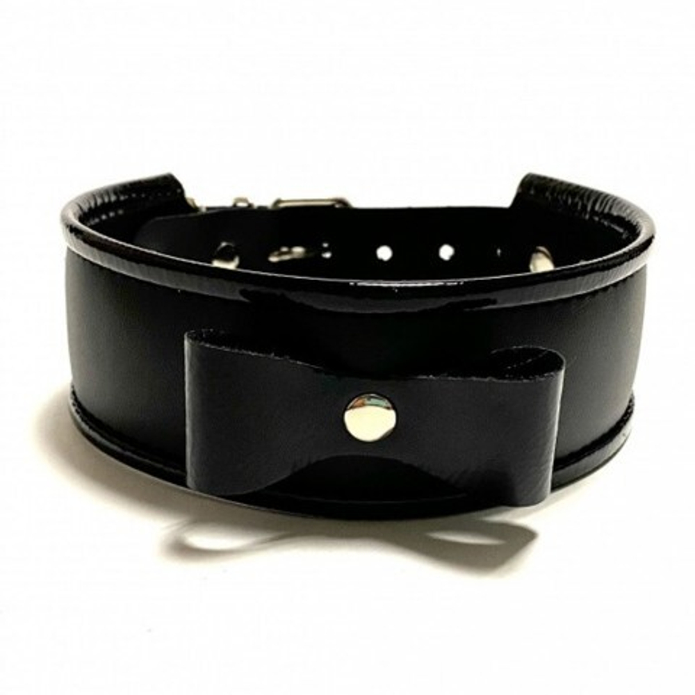 Ошейник с бантиком из эко-кожи черный