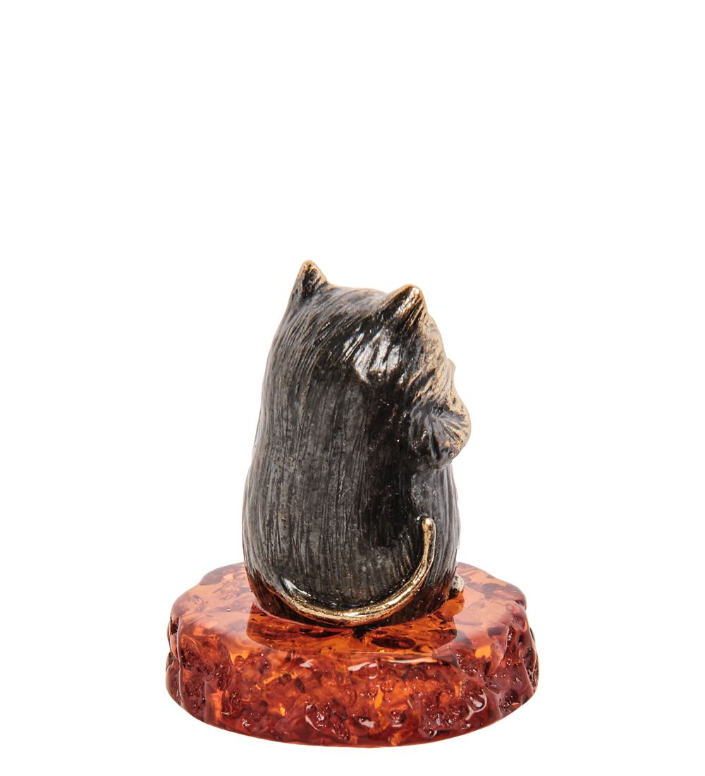 Народные промыслы AM-3155 Фигурка «Кот не скажу» (латунь, янтарь)