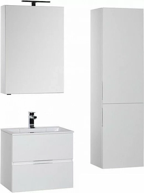 Тумба с раковиной Aquanet Алвита 60 белая глянцевая