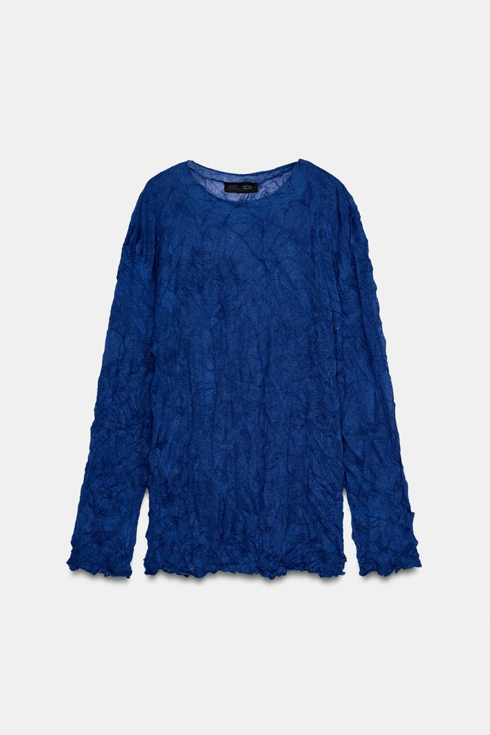 ZARA СВИТЕР С ЭФФЕКТОМ МЯТОЙ ТКАНИ, ВАСИЛЬКОВЫЙ