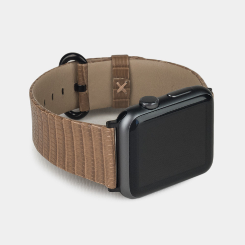 Ремешок для Apple Watch 40/41/42 mm из кожи ящерицы,  цвета кофе