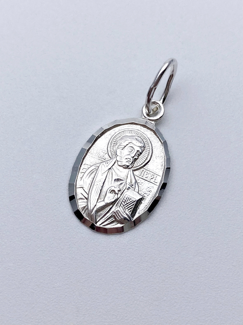 Образок из серебра/Без покрытия/С подвижным ухом/Петр