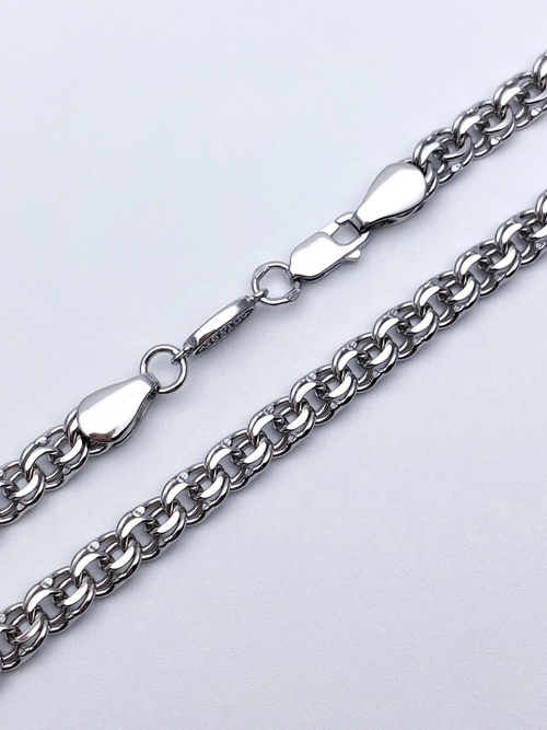 Цепь из серебра/Бисмарк/Родий/Со вставкой спаси и сохрани