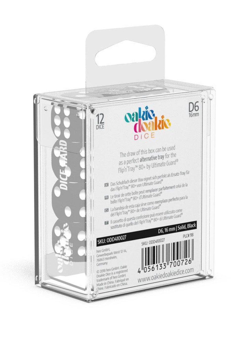 Набор кубиков Oakie Doakie Dice - 12 черных шестигранников