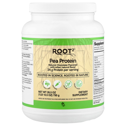 Vitacost, Root2®, Pea Protein, Natural Chocolate, 1 lb 10.5 oz (750 g)