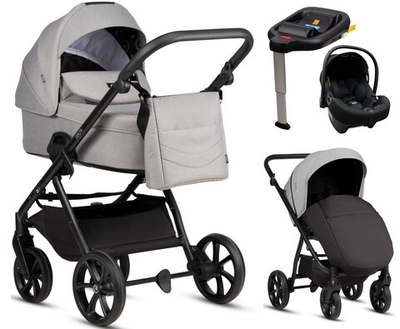 Детская коляска Tutis Leo 3 Plus 4 в 1 с автокреслом Elo Lux EduSky Black и базой 1582068 Warm Grey
