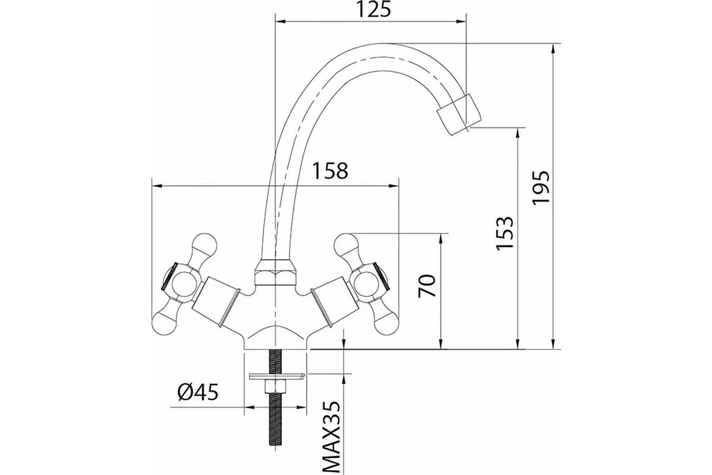 Смеситель для умывальника, Duplex, Milardo, DUPSB00M01