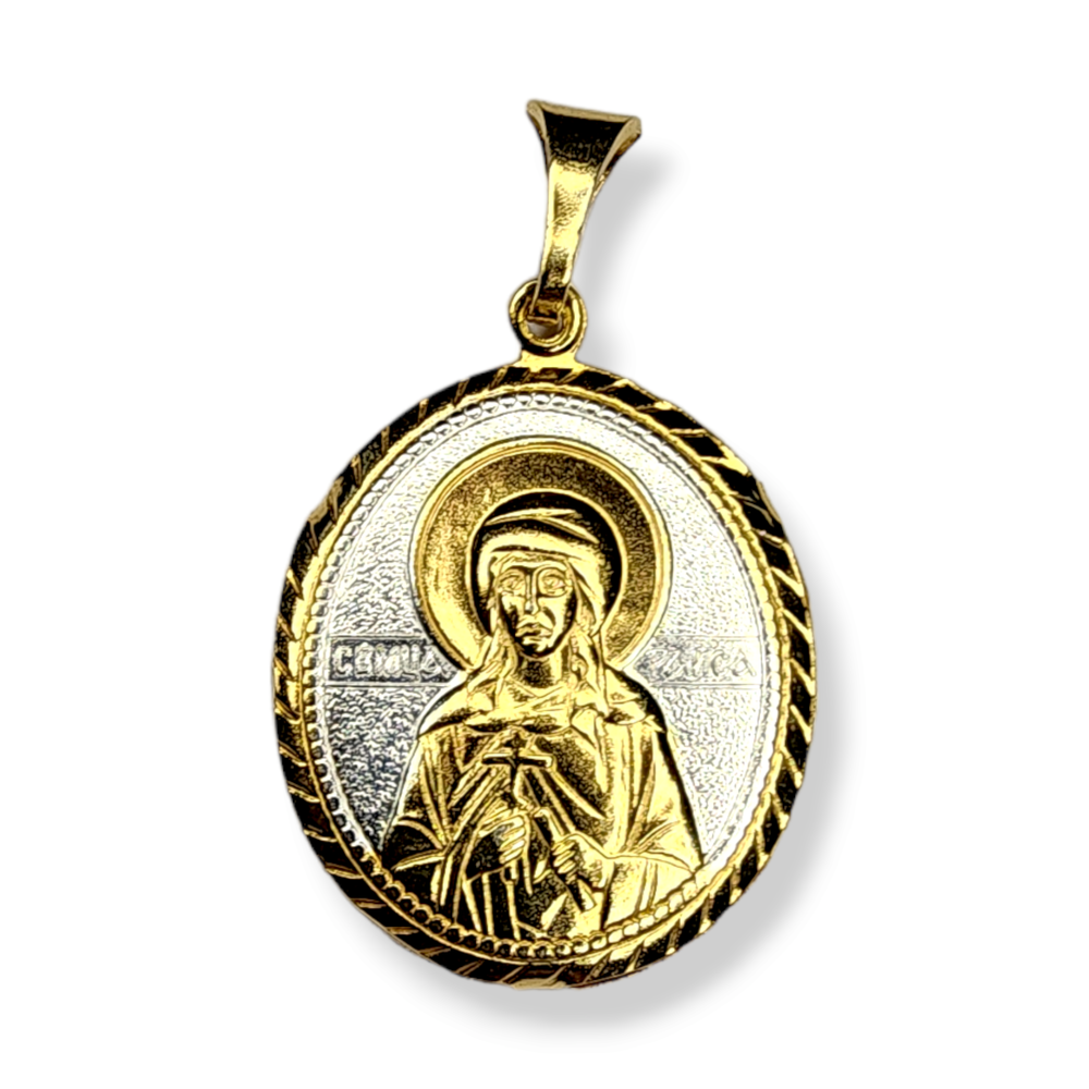 Нательная именная икона святая Раиса с позолотой