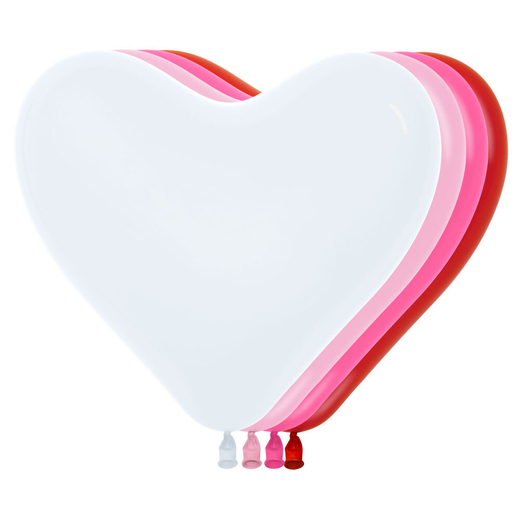 S Сердце 12" Пастель Бел/Роз/Красн