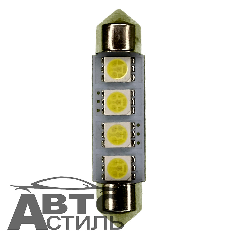 Светодиод 12V T11x36   4SMD 5030 WHITE CAN (салон) с радиатором