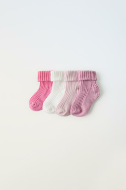 ZARA НАБОР ИЗ ЧЕТЫРЕХ ПАР НОСКОВ РАЗНЫХ ЦВЕТОВ, РОЗОВЫЙ