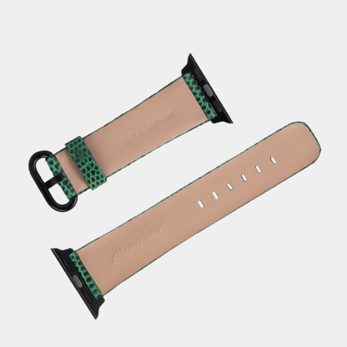 Ремешок для Apple Watch 40/41/42 mm из кожи ящерицы, зеленого цвета